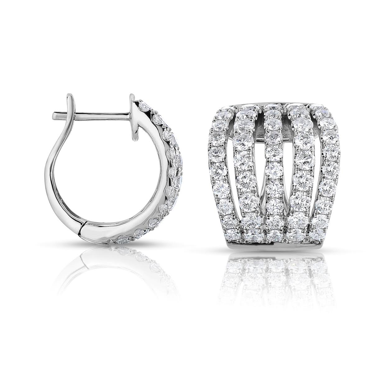 14K White Gold Diamond Multi-Row Huggie Earrings – Maurice's Jewelers