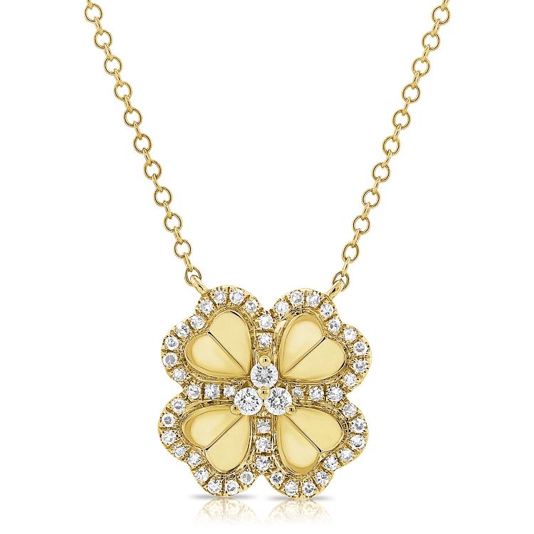 14K Yellow Gold Diamond Clover Necklace – Maurice's Jewelers