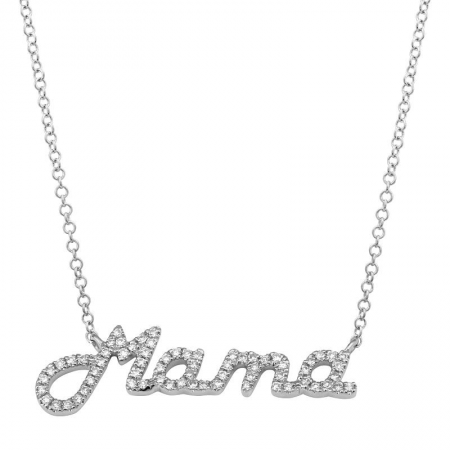LJ Hand Cut MAMA Necklace with Diamond - LeahJessica Jewelry