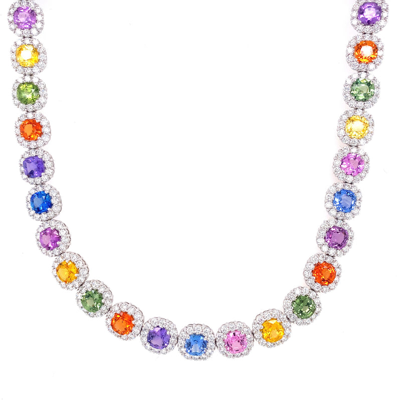 18K White Gold Diamond + Multi Sapphire Necklace – Maurice's Jewelers