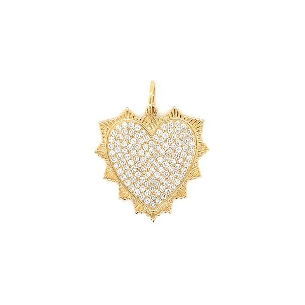 14K Yellow Gold Heart Pendant with Round Brilliant Diamonds, Hudson Valley  Goldsmith