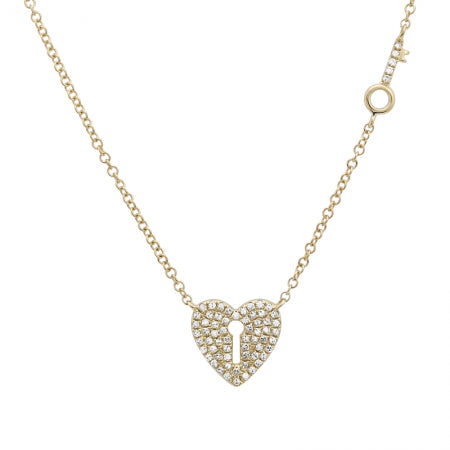 14K White Gold Diamond Heart Lock and Key Necklace – Maurice's Jewelers