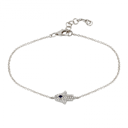 925 Sterling Silver Hamsa Delicate Bracelet - YourHolyLandStore