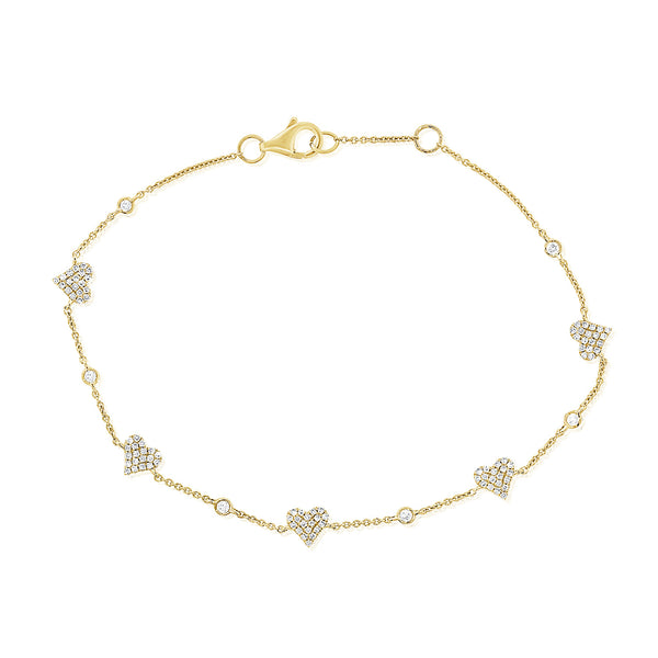 Gold & Pave Double Butterfly Bracelet 14K Yellow Gold