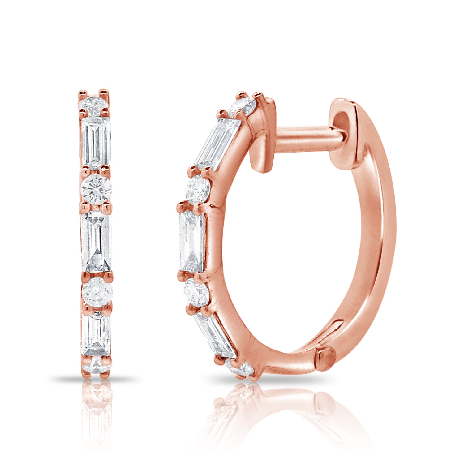 14K Rose Gold Diamond Huggie Earrings – Maurice's Jewelers