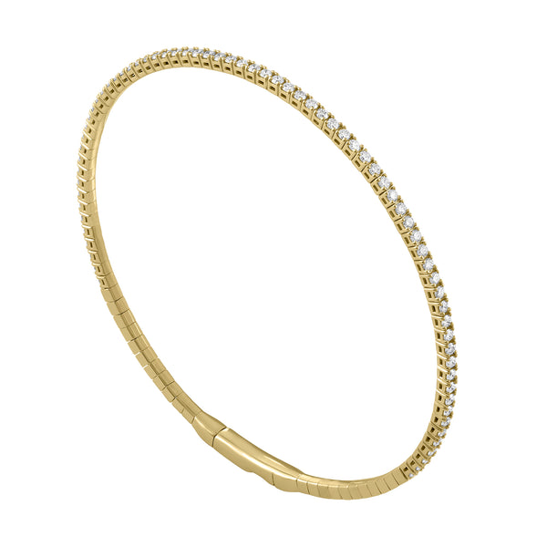 14K White Diamond Flexible Bangle Bracelet