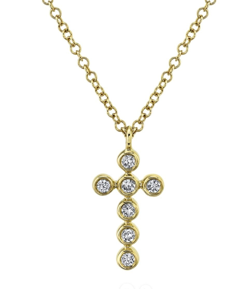 14k Yellow Gold Diamond Bezel Cross Necklace – Maurice's Jewelers
