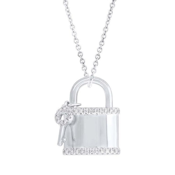 14kw Diamond Lock and Key Pendant