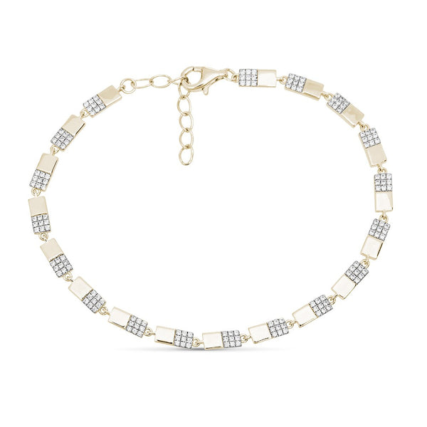Zoë Chicco 14kt Gold White Diamond Curved Bar Bracelet  ZOË CHICCO