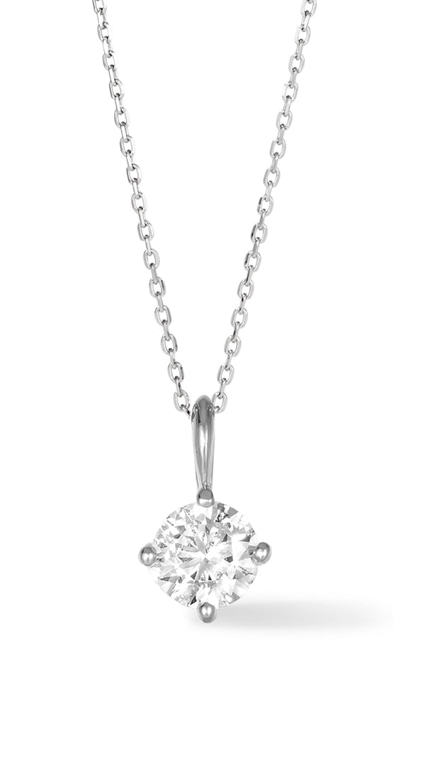 1 Carat Bezel Set Diamond Necklace In White Gold
