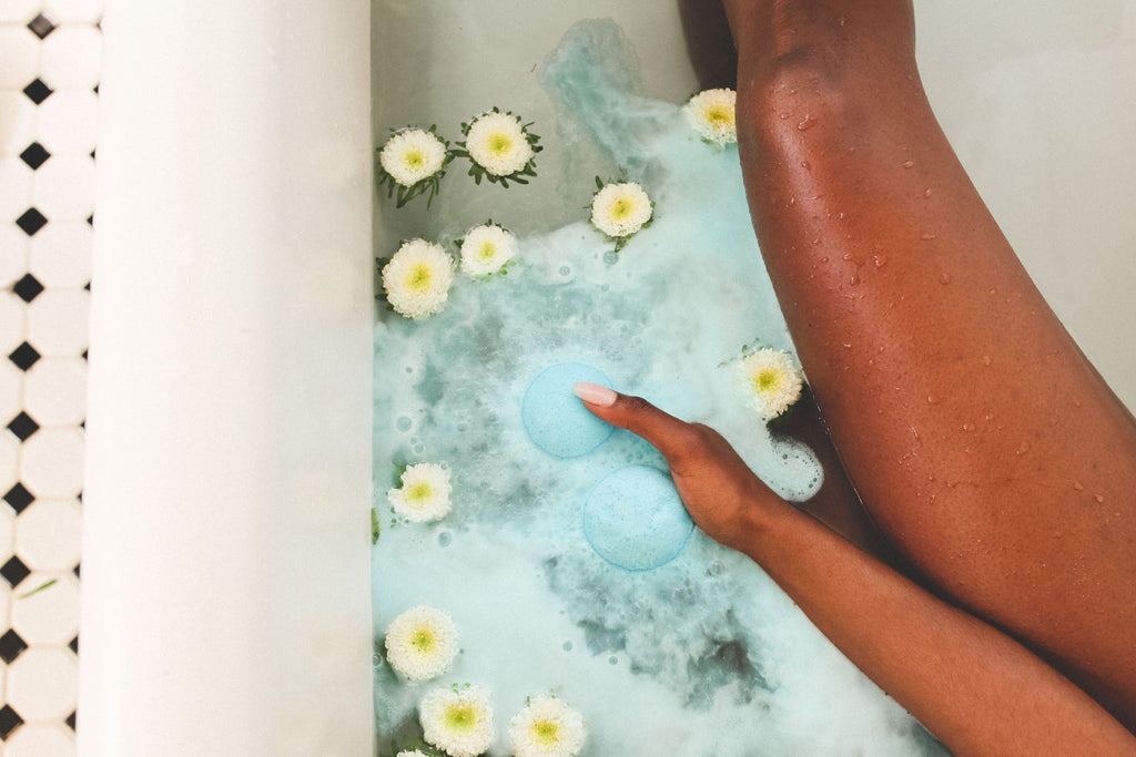 Model uses Relax bath bomb by Kush Queen