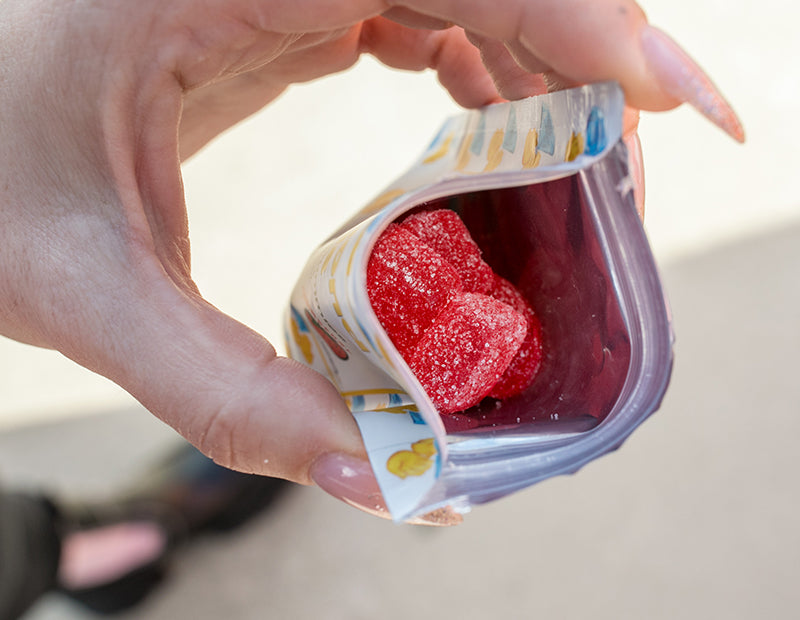 Kush Queen Diamond Hand Gummies inside the bag.