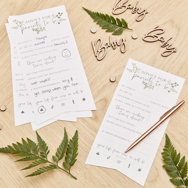 Baby Shower Advice Cards - Botanical Baby - The Pretty Prop Shop Parties, Auckland New Zealand