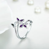 Butterfly Silver 925 Jewelry Korean Style Adjustable Ring
