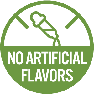 Green label with 'No Artificial Flavors' and a dropper icon.