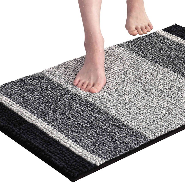 Subrtex Chenille Bathroom Rugs Soft Non-Slip Super Water Absorbing Shower Mats, 20 inchx32 inch, Gray, Size: 20 x 32