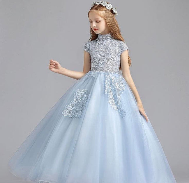 Amelie Baku Couture Elegant Sky Blue Flower Girl Dresses