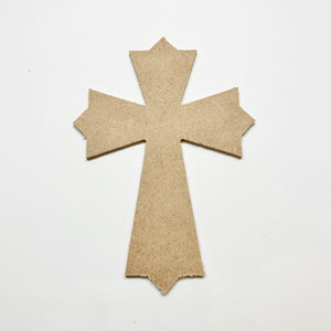 Small Faceted Cross MDF Wood Cut Shape - 2 sizes