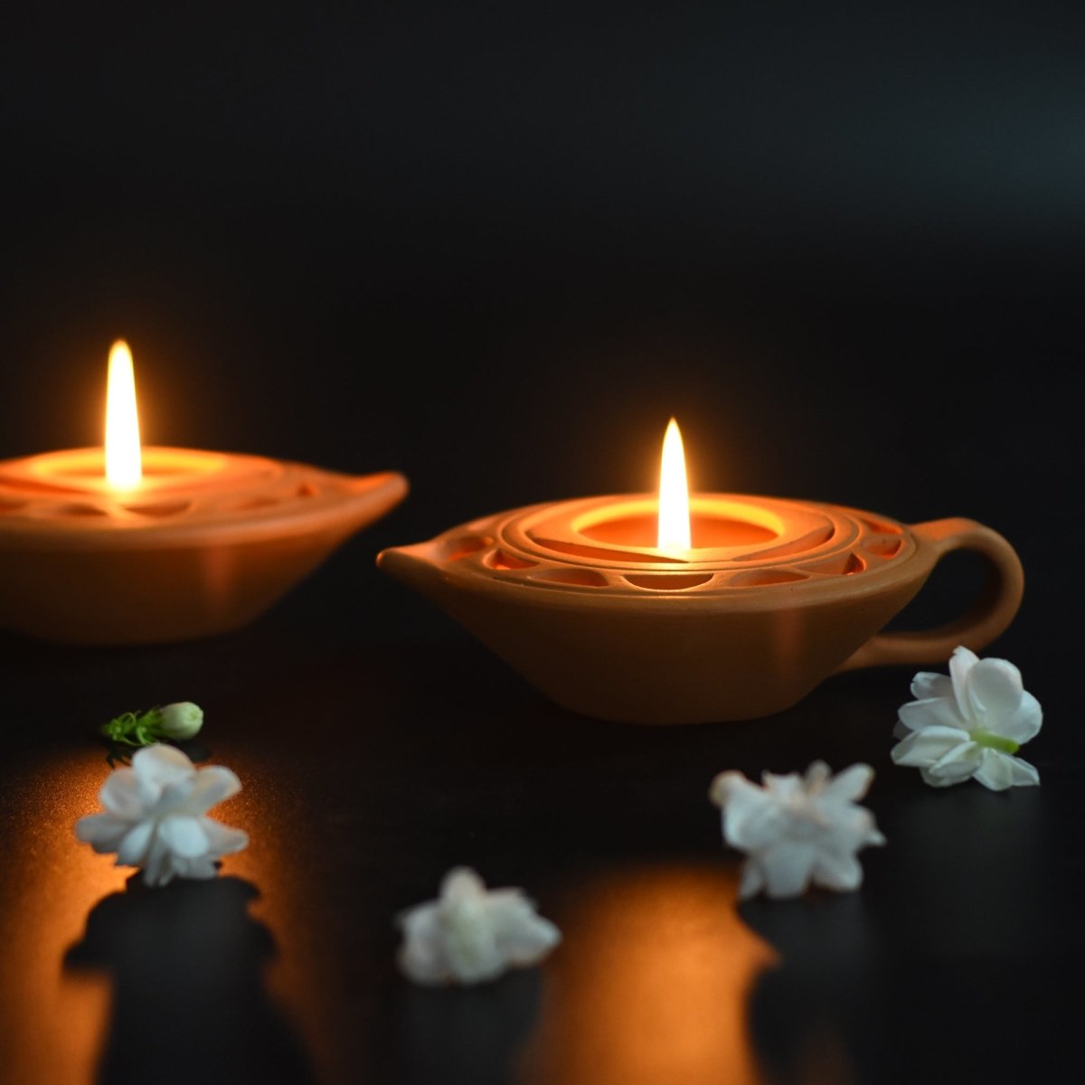 QUEEN DIYA Candle Holder Set of 2 + 12 HD Candles FREE – 2323Designs