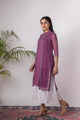 Urmul 'Aahana' Hand Embroidered Purple Kotta Doriya Kurti Jacket . 3pc set (kurti with Slip and pant) - 2323Designs - Urmul Desert Crafts