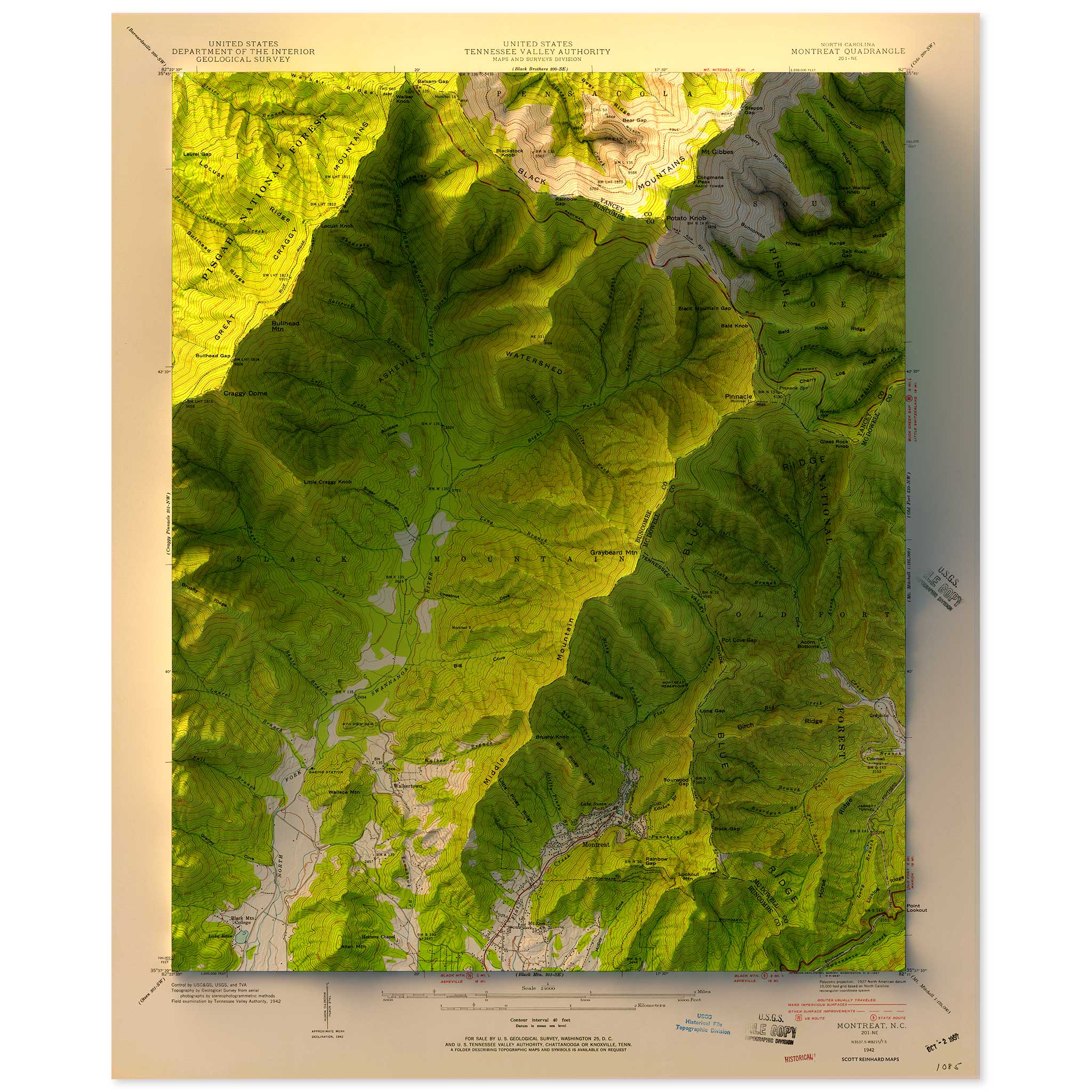 Black Mountain, North Carolina, 3D map