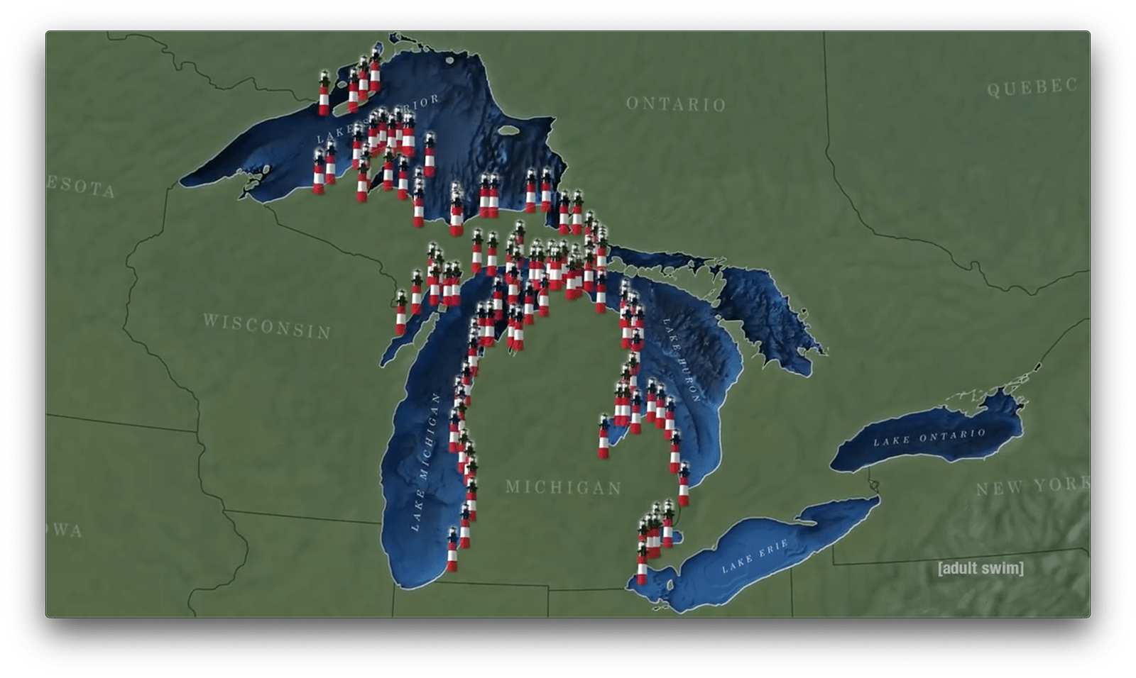 Lighthouse map of Michigan