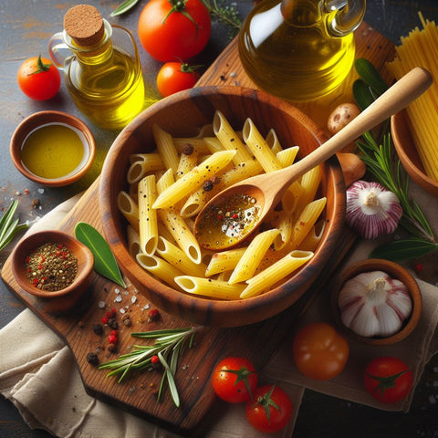 Cooking pasta with extra virgin olive oil