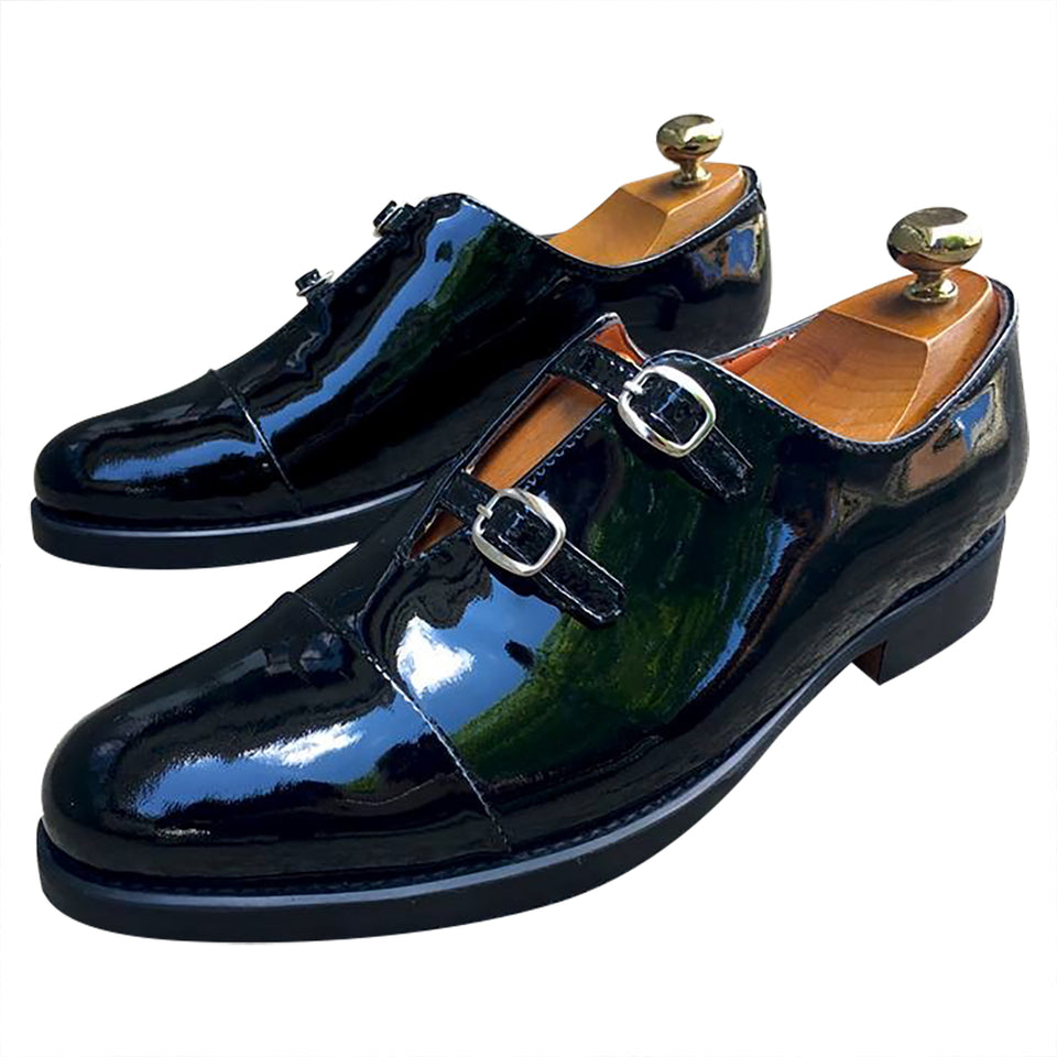 mens black patent leather loafers