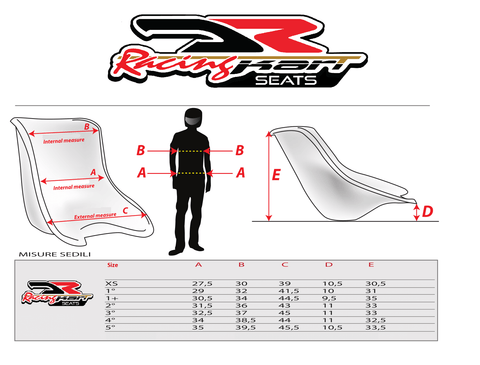 DR Kart Seat Size Chart Metric 