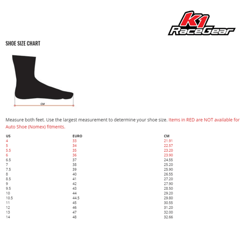 Champs Shoe Size Chart