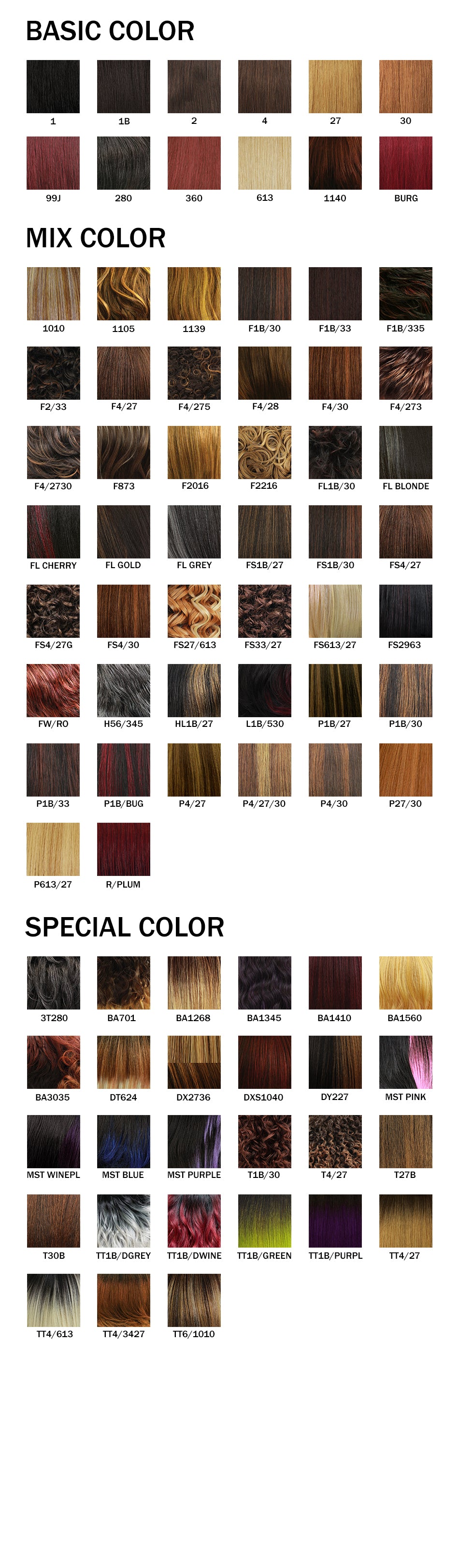 Bobbi Boss Hair Color Chart