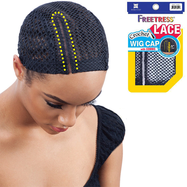 Freetress 5" Lace Part Crochet Wig Cap With Combs - BLACK (Right)