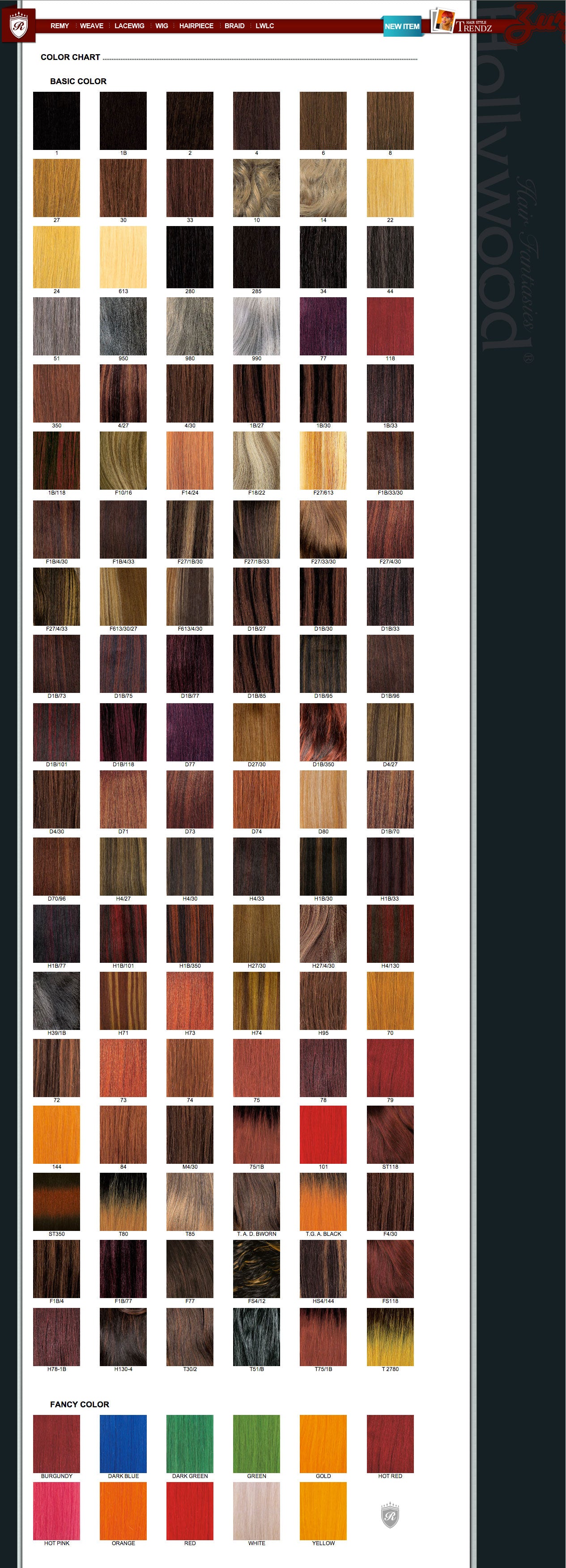 Royal Imex Zury Hollywood Color Chart Nyhairmall