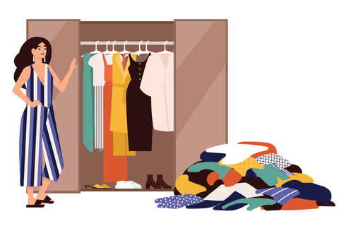 illustration of a woman cleaning out closet 