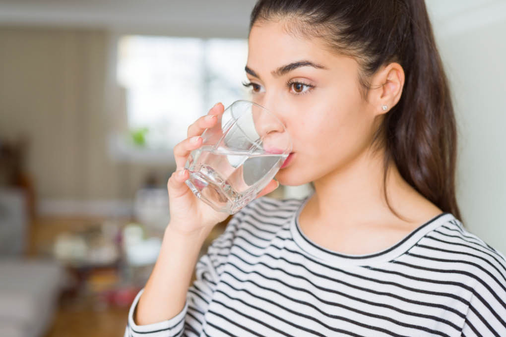 woman drinking water