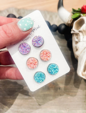 Pretty In Pastel Stud Earrings Trio