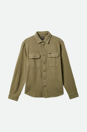 Brixton Bowery Textured Loop Twill Overshirt - Olive Surplus - Railcar Fine Goods