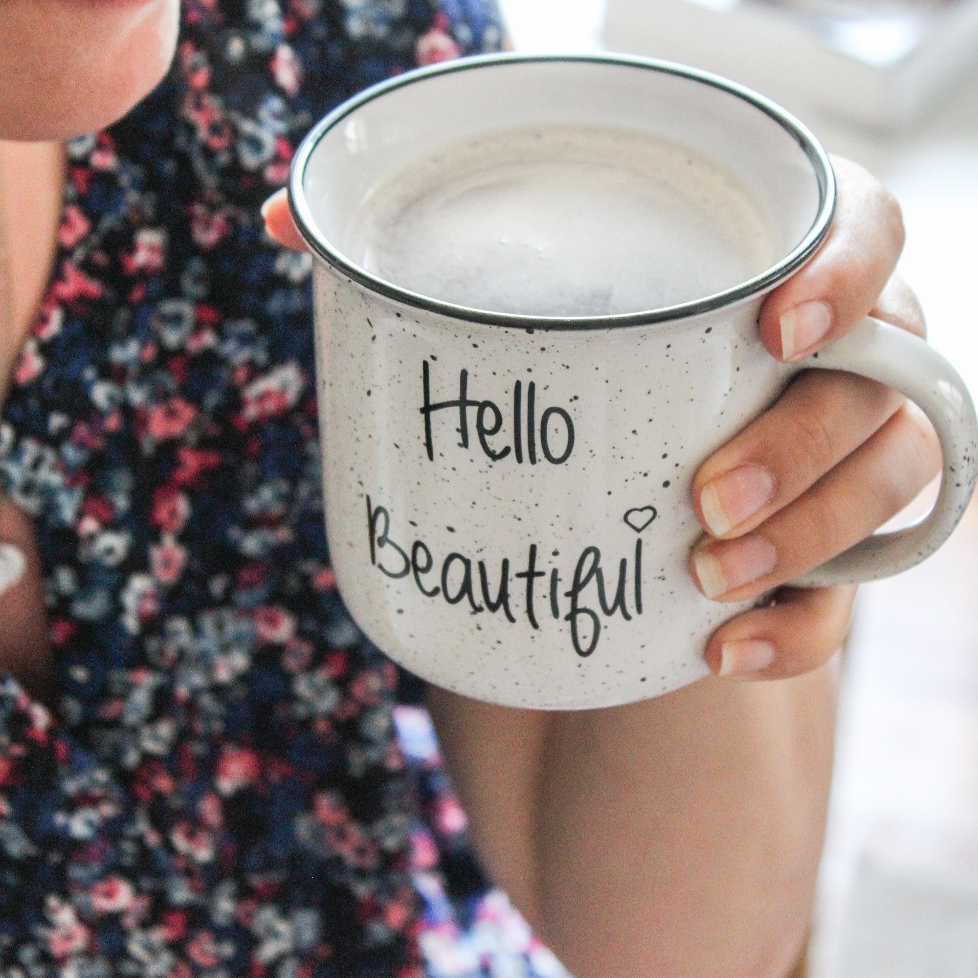 ‘Hello Beautiful’ Sparkles 14oz Coffee Mug - Milky Chic Mom product image