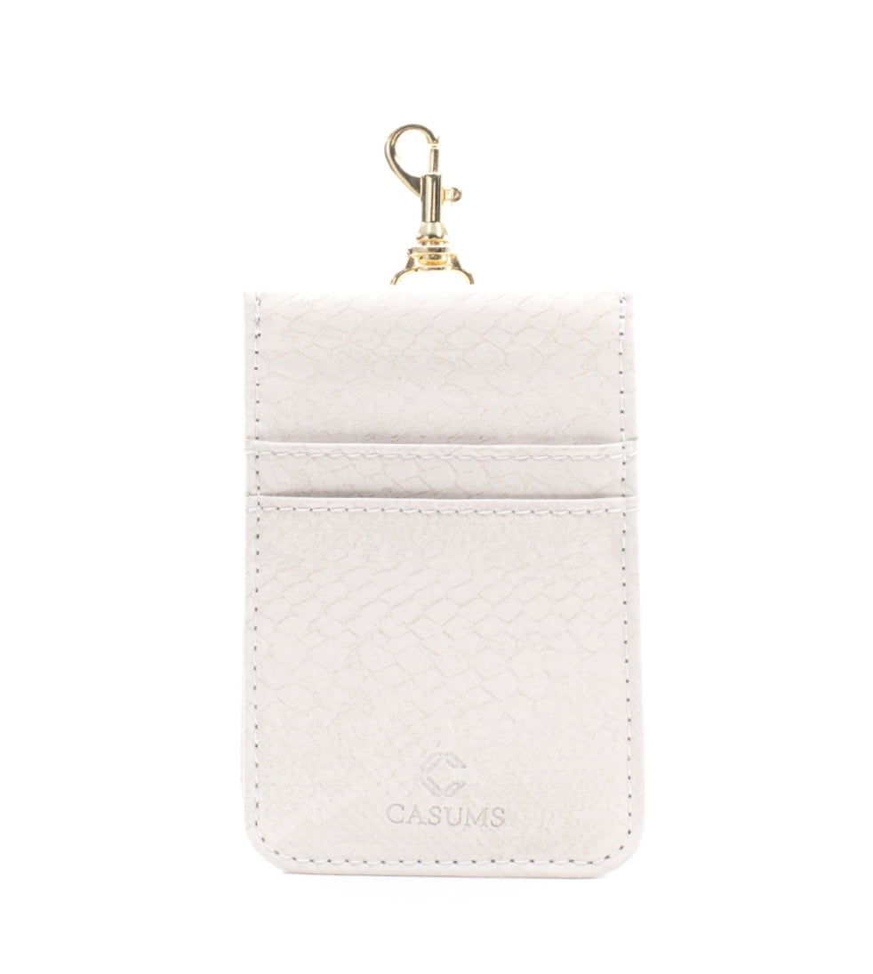 Phone Lanyard Wallet-Ivory Faux Snake