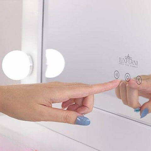 LUXFURNI Makeup Mirror with Smart Touch Sensor