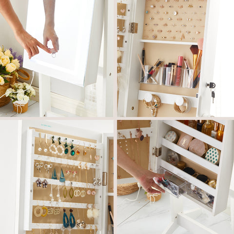 The LUXFURNI Jewelry Armoire features