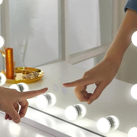 A vanity mirror with smart buttons