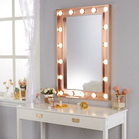 LUXFURNI Rose Gold Makeup Mirror