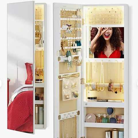 LUXFURNI Joyce 1x Jewelry Armoire with LED lights