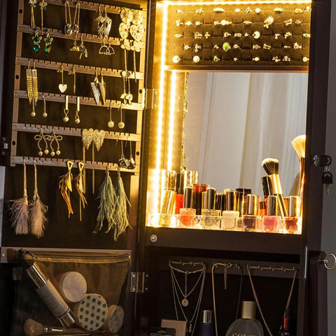 The beauty of a Standing Jewelry Armoire with Led lights