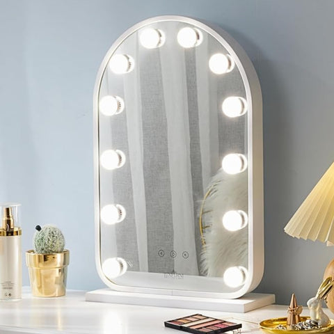 LUXFURNI Starry 12 Curved Frameless LED Light Hollywood Vanity Mirror