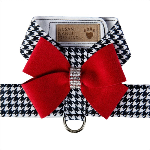 Black and White Houndstooth Red Nouveau Bow Tinkie Harness