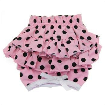 Ruffled Pink and Black Polka Dot Dog Panties