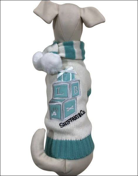Sniffany Blocks Dog Sweater with Pompom Scarf