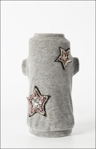 Stars Dog Sweatshirt Grey